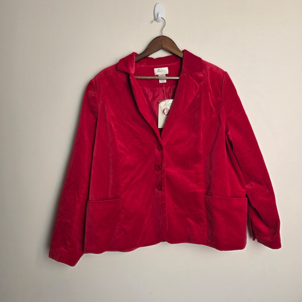 Studio Works Red Velvet‎ Blazer Jacket Vintage Y2K Deadstock Size 20W Statement